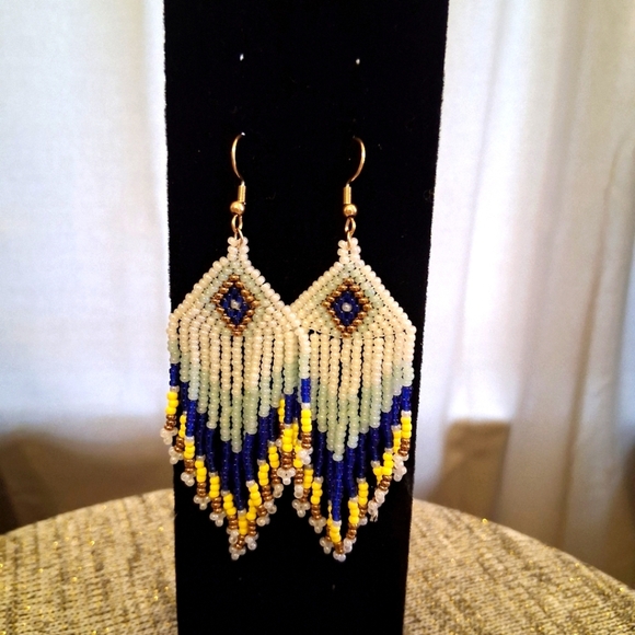 Jewelry - Elegant  Handmade Beaded Fringe Earrings